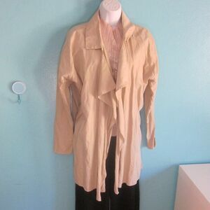 Sarah Pacini Designer Cardigan Womens Size S Tan Tie Back Open Front Coat Jacket